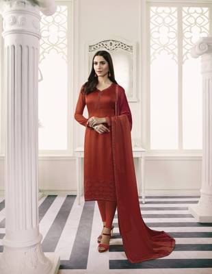 Red self design georgette salwar 1