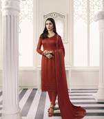 Red self design georgette salwar