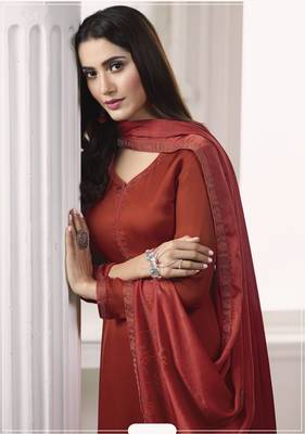 Red self design georgette salwar 2