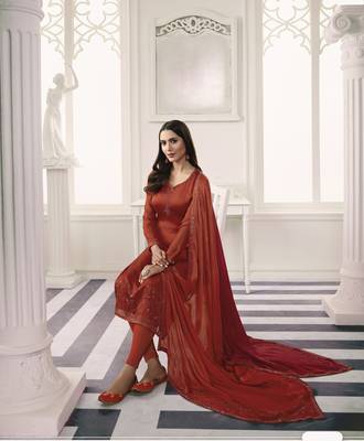 Red self design georgette salwar 3
