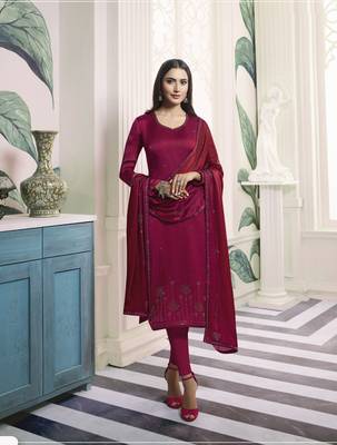 Pink self design georgette salwar 1