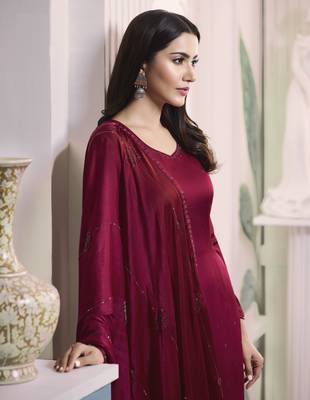 Pink self design georgette salwar 4