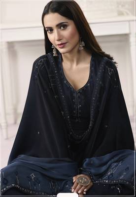 Dark blue self design georgette salwar 2