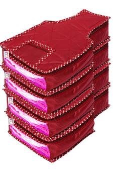 atorakushon   Fabric Blouse Cover Garments Cover Bag Clothes Storage Wardrobe Organiser Pack of 4 (Maroon)