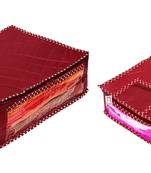 atorakushon   Fabric Saree Cover Blouse Garments Cover Bag Clothes Storage Wardrobe Organiser Set of 2 (Maroon)