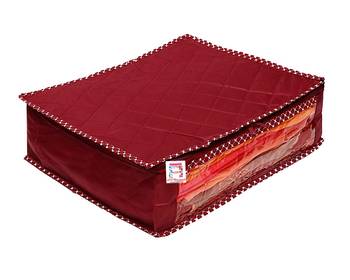 atorakushon   Fabric Saree Cover Blouse Garments Cover Bag Clothes Storage Wardrobe Organiser Set of 5 (Maroon) 2
