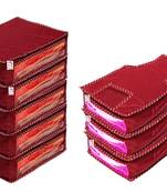 atorakushon   Fabric Saree Cover Blouse Garments Cover Bag Clothes Storage Wardrobe Organiser Set of 8 (Maroon)