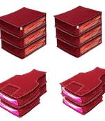 atorakushon   Fabric Saree Cover Blouse Garments Cover Bag Clothes Storage Wardrobe Organiser Set of 10 (Maroon)