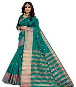 Kimisha Rama Silk Blend Boder & Butta Work Jacquard Woven Saree With Running Blouse