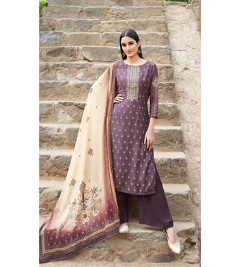 Purple floral print cotton silk salwar 1