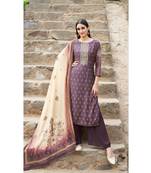 Purple floral print cotton silk salwar