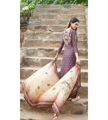Purple floral print cotton silk salwar 2