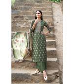 Green floral print cotton silk salwar