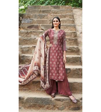 Brown floral print cotton silk salwar 1