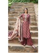 Brown floral print cotton silk salwar