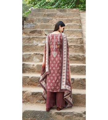 Brown floral print cotton silk salwar 2