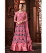 Pink embroidered net salwar