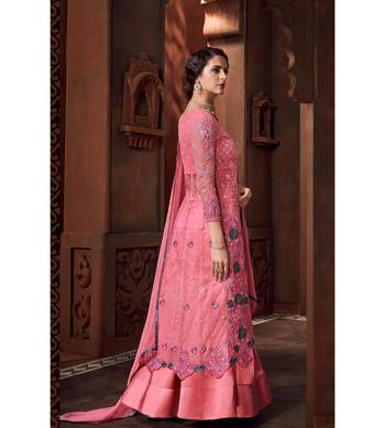 Pink embroidered net salwar 2
