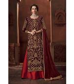 Maroon embroidered velvet salwar
