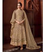 Beige embroidered net salwar