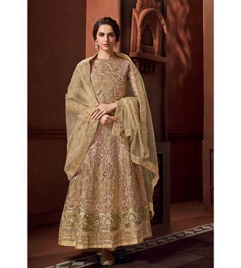 Beige embroidered net salwar 2