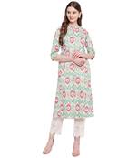Green printed cotton ethnic-kurtis