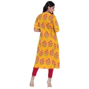 Mustard printed cotton ethnic-kurtis 4