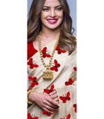 red Digital printed Zarna Silk Paetywear Bollywood saree with blouse