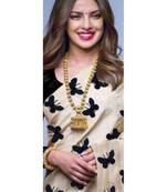 black Digital printed Zarna Silk Paetywear Bollywood saree with blouse