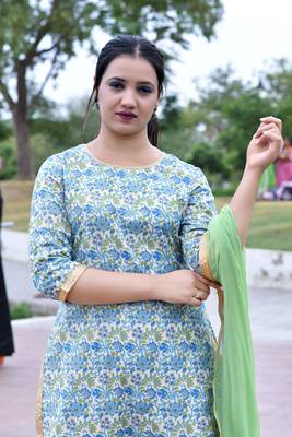 Stylish Women 3 Piece printed kurta Palazzo Set With  heavy Naznin Duppata 3