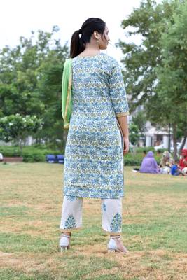 Stylish Women 3 Piece printed kurta Palazzo Set With  heavy Naznin Duppata 4