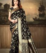 Black Woven Art Silk Saree With Blouse