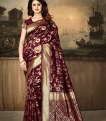 Maroon Woven Art Silk Saree With Blouse