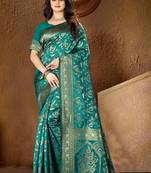 Green Woven Art Silk Saree With Blouse