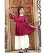 Stylish women Rayon A-line Kurti With Designer Rayon Sharara Set