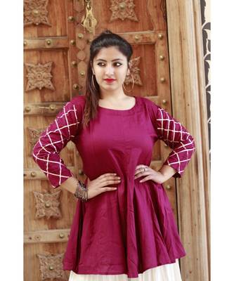 Stylish women Rayon A-line Kurti With Designer Rayon Sharara Set 4