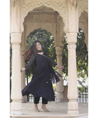 Stylish women Rayon Kurti pillazo Set with heavy designer Duppata 4