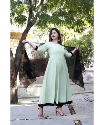 women's long  Cotton  Kurti pillazo with Designer banarsi Duppata 2