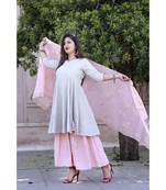 women's long  Cotton  angrakha kurti & pillazo with Designer Heavy  Duppata