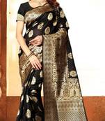 Black Woven Art Silk Saree With Blouse