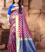 Royal Blue Woven Kanjivaram Silk Saree With Blouse