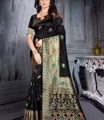 Black Woven Art Silk Saree With Blouse