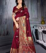 Maroon Woven Art Silk Saree With Blouse