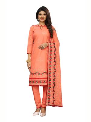 Peach Embroidered Cotton Salwar 1