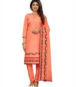 Peach Embroidered Cotton Salwar