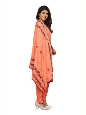 Peach Embroidered Cotton Salwar 3