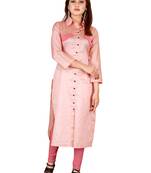 Orange plain art silk ethnic-kurtis