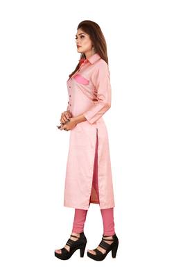Orange plain art silk ethnic-kurtis 2