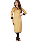 Mustard plain art silk ethnic-kurtis