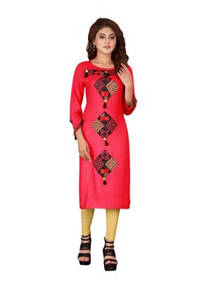Pink plain art silk ethnic-kurtis 1